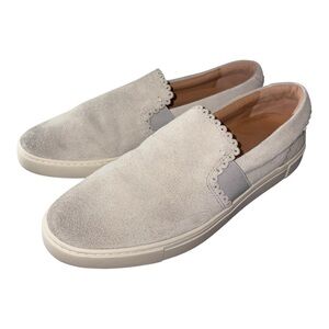 Frye Ivy Light Gray Suede Scalloped Slip-On Sneakers Women’s 11 SAR